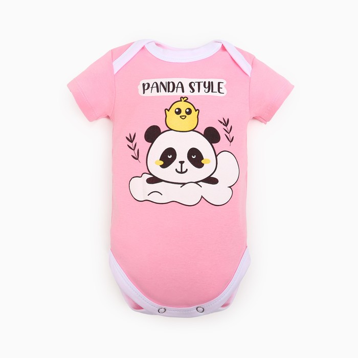 Боди детский, цвет розовый, панда, рост 62 см