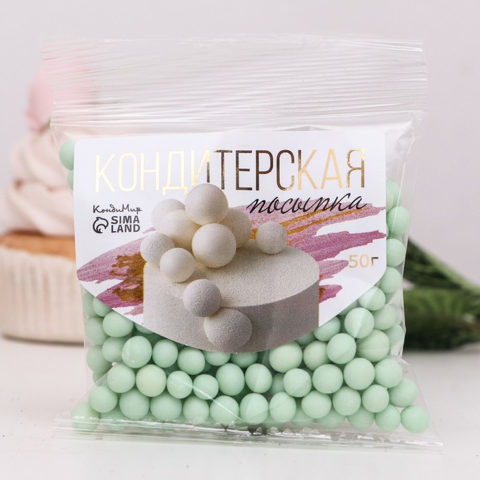 

Посыпка кондитерская в цветной глазури, "Изумруд", 6-8 мм, 50 г