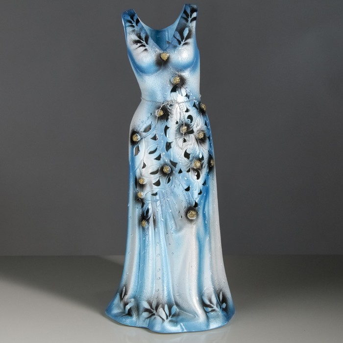 Ваза напольная "Сарафан" резка, голубой