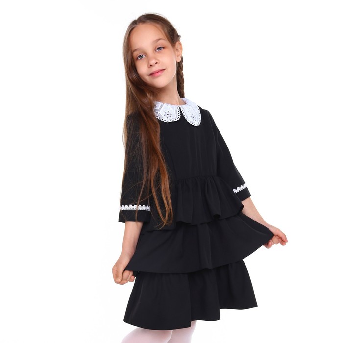 Платье школьное для девочек, цвет чёрный, рост 146 см