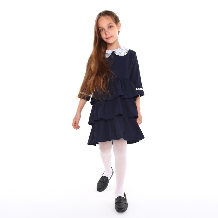Платье школьное для девочек, цвет тёмно-синий, рост 146 см