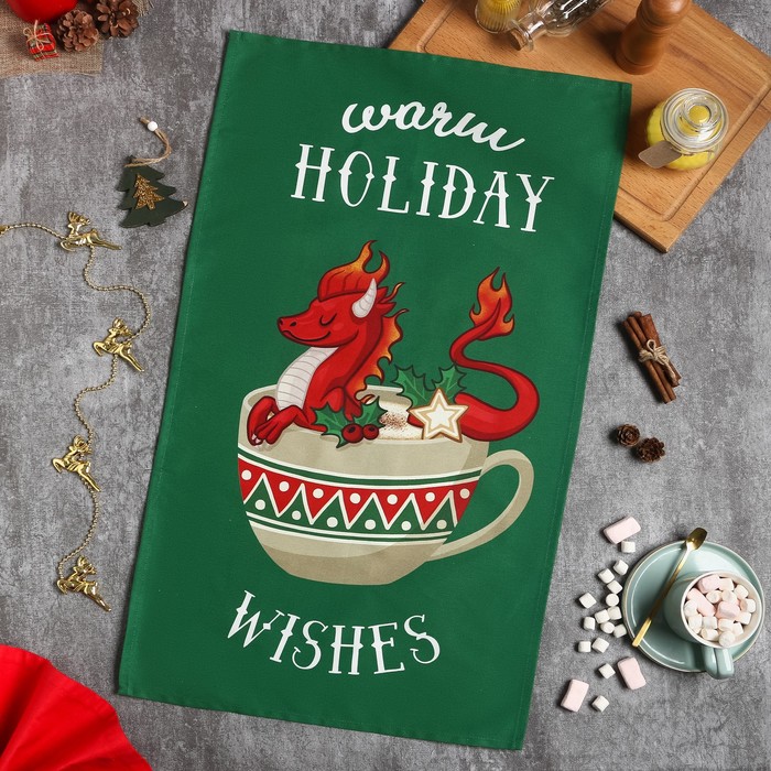 Полотенце Этель Holiday wishes 40х73 см, 100% хлопок, саржа 190 г/м2