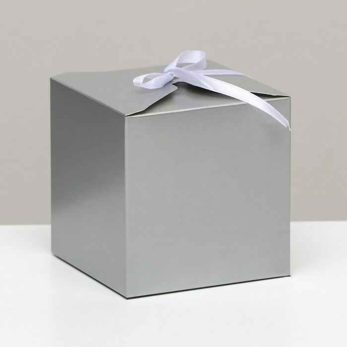 Коробка складная, серебренная, 10 х 10 х 10 см, коробка складная красная 10 х 10 х 10 см