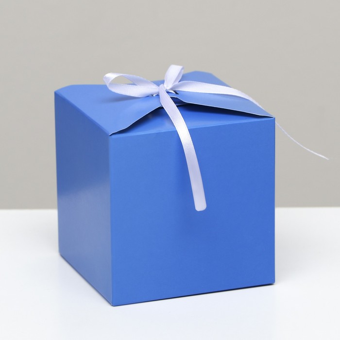 Коробка складная, квадратная, синяя, 10 х 10 х 10 см, коробка складная подушка квадратная фиолетовый бант 10 х 10 х 10 см