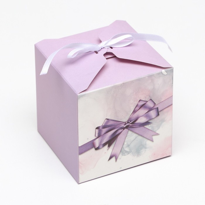фото Коробка складная, подушка квадратная, "фиолетовый бант" 10 х 10 х 10 см, upak land