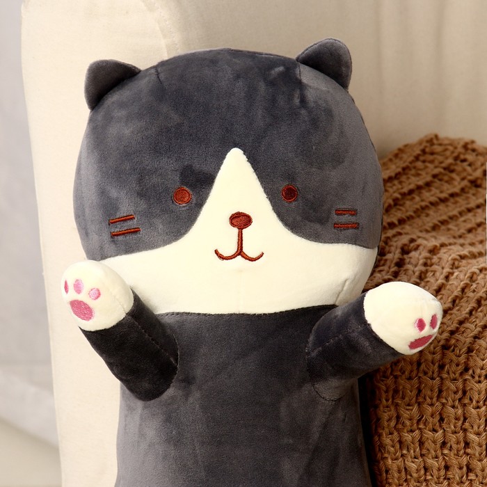 фото Мягкая игрушка-подушка «кот», 65 см, цвет серый