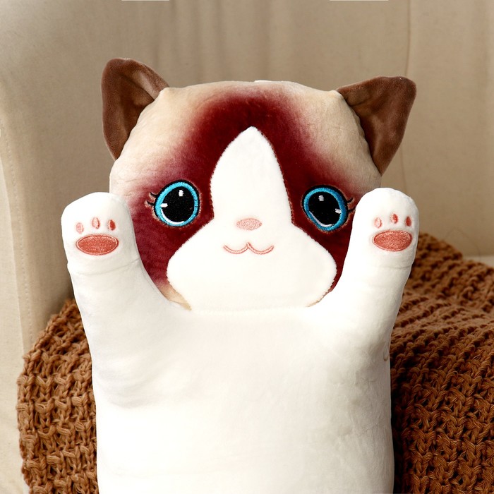 фото Мягкая игрушка-подушка «кот сиам», 70 см, разноцветный