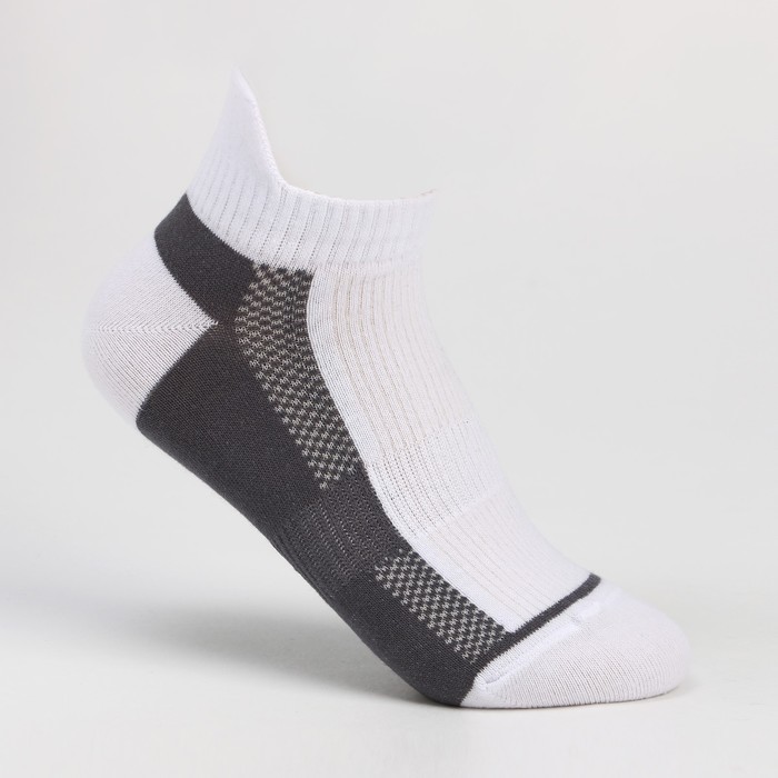 Носки мужские спортивные, цвет белый/серый, размер 25