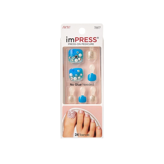 Твердый лак Kiss imPRESS Toe Nails BIPT024 «Лазурный берег» накладные ногти для педикюра лазурный берег impress toe nails bipt024