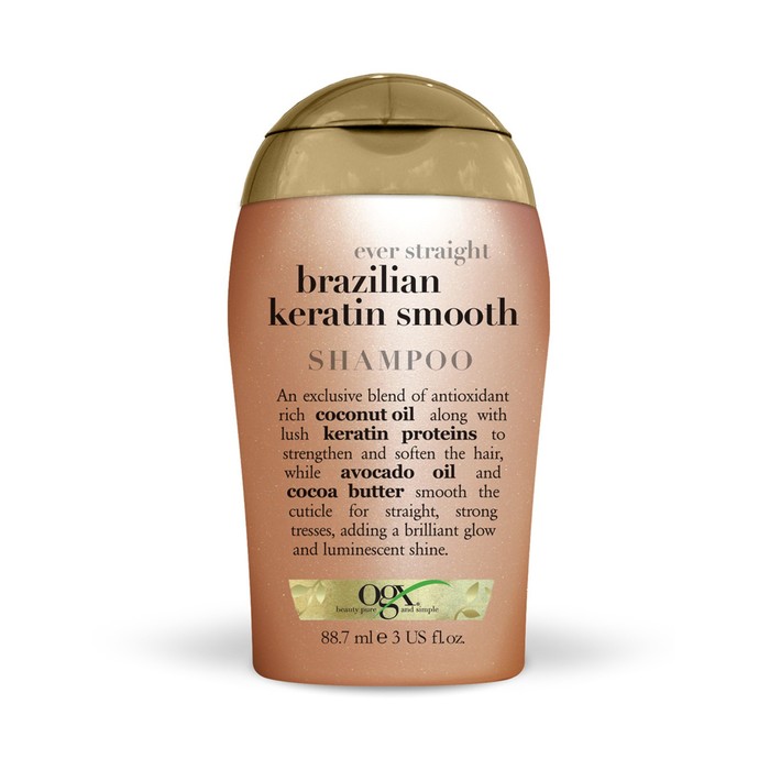 Шампунь разглаживающий OGX «Бразильский кератин», для укрепления волос, 88,7 мл разглаживающий кондиционер для укрепления волос бразильский кератин