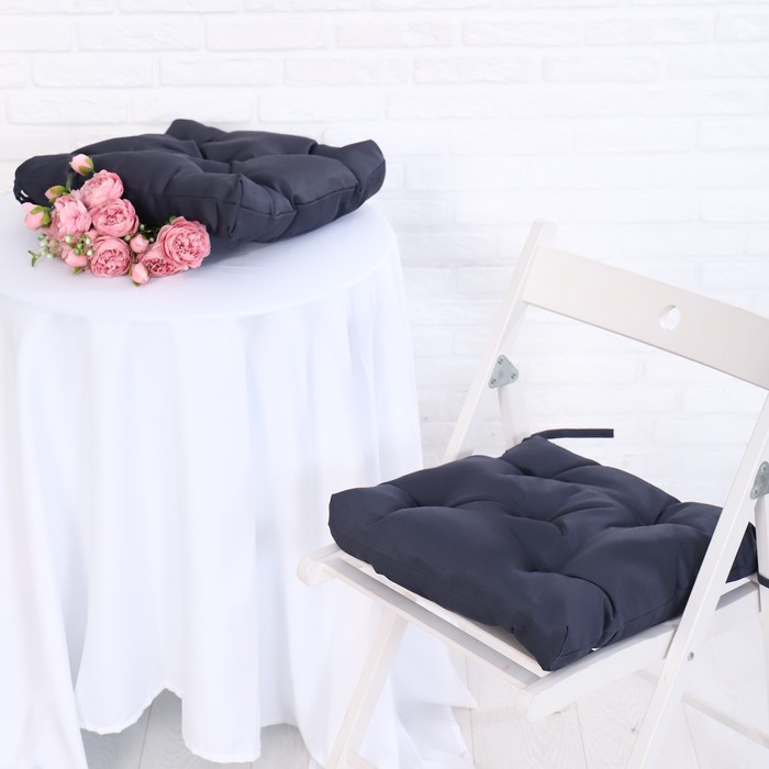 Набор подушек для стула непромокаемых, 40х40см 2 шт, цвет тёмно-серый, файберфлекс, грета 20%, пэ