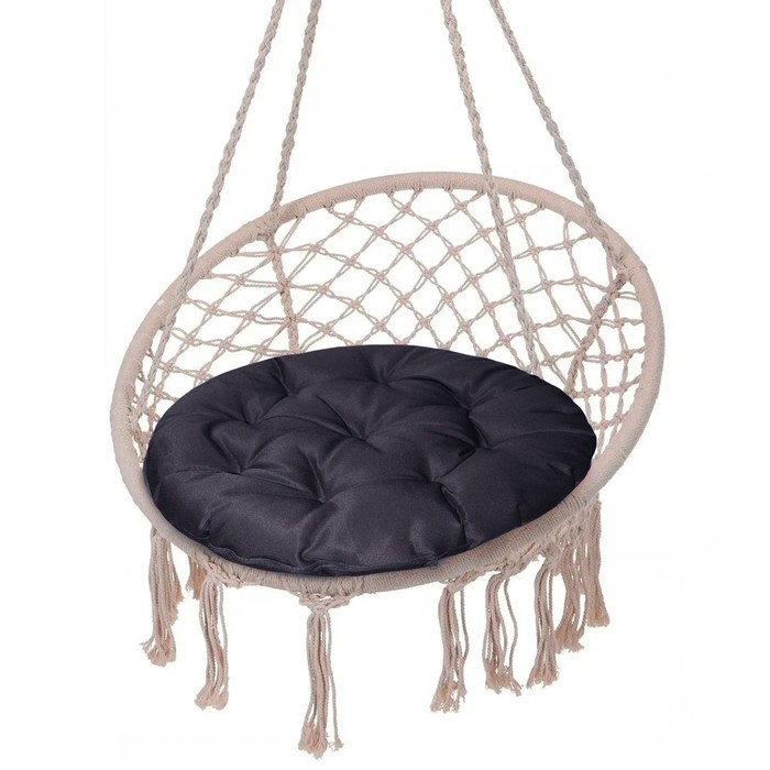 Подушка круглая на кресло непромокаемая D60 см, цвет тёмно-серый, грета 20%, полиэстер 80%