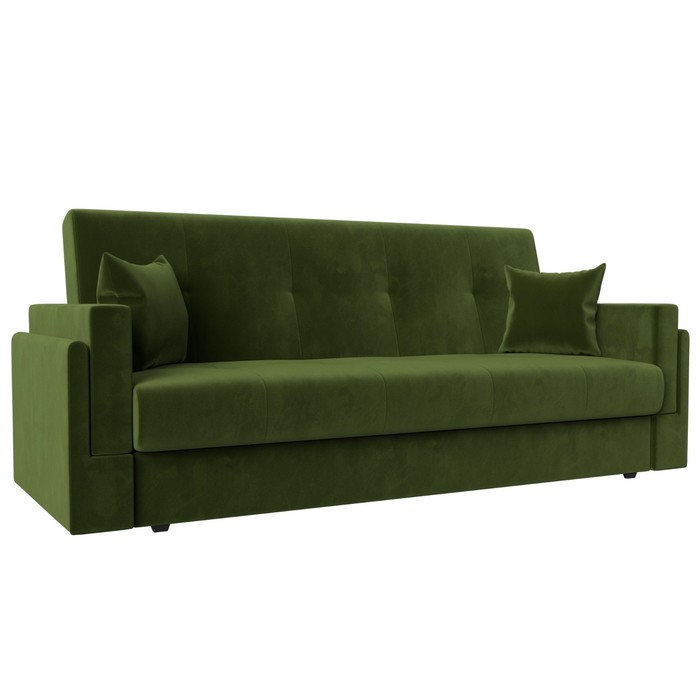 Прямой диван «Лига 015», механизм книжка, микровельвет, цвет зелёный прямой диван лига 015 механизм книжка микровельвет цвет сиреневый