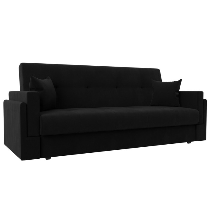 Прямой диван «Лига 015», механизм книжка, микровельвет, цвет чёрный