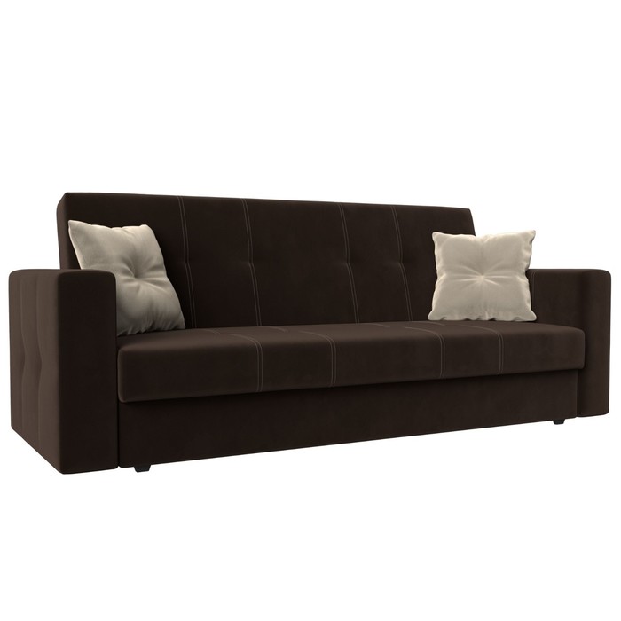 Прямой диван «Лига 016», механизм книжка, микровельвет, цвет коричневый / бежевый