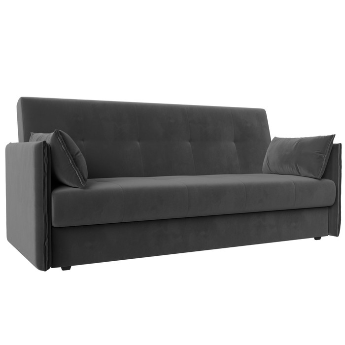 Прямой диван «Лига 018», механизм книжка, велюр, цвет серый
