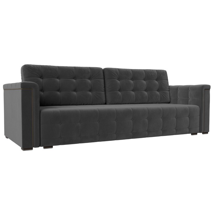 Прямой диван «Лига 002», механизм еврокнижка, велюр, цвет серый