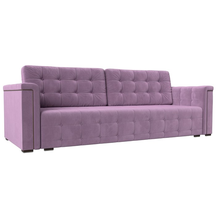 Прямой диван «Лига 002», механизм еврокнижка, микровельвет, цвет сиреневый