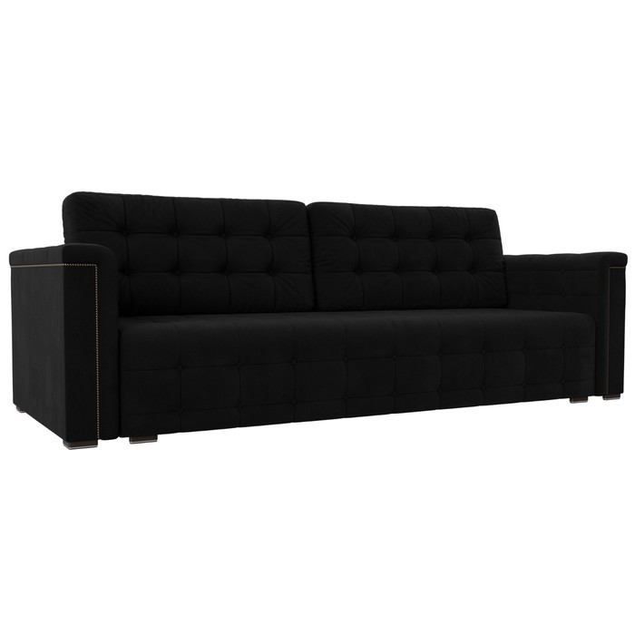 Прямой диван «Лига 002», механизм еврокнижка, микровельвет, цвет чёрный