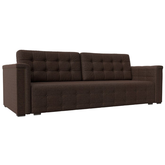 Прямой диван «Лига 002», механизм еврокнижка, рогожка, цвет коричневый