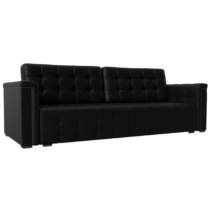 Прямой диван «Лига 002», механизм еврокнижка, экокожа, цвет чёрный