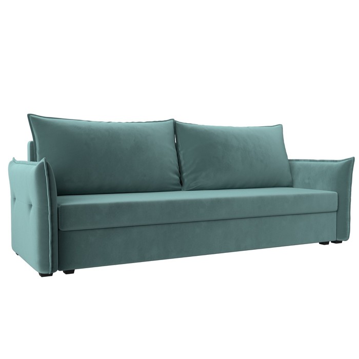 Прямой диван «Лига 004», механизм еврокнижка, велюр, цвет бирюзовый