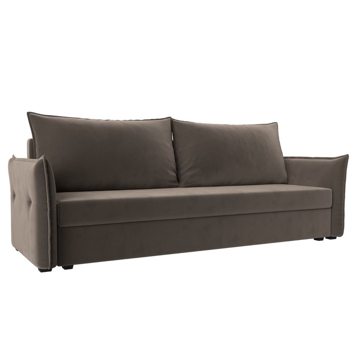 Прямой диван «Лига 004», механизм еврокнижка, велюр, цвет коричневый