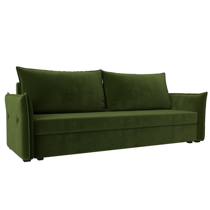 Прямой диван «Лига 004», механизм еврокнижка, микровельвет, цвет зелёный