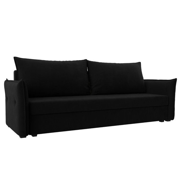 Прямой диван «Лига 004», механизм еврокнижка, микровельвет, цвет чёрный