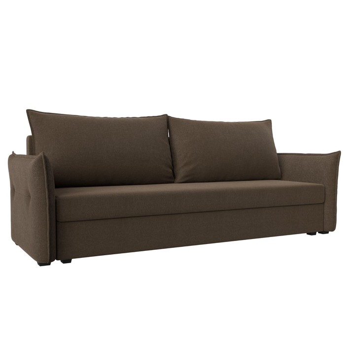 Прямой диван «Лига 004», механизм еврокнижка, рогожка, цвет коричневый