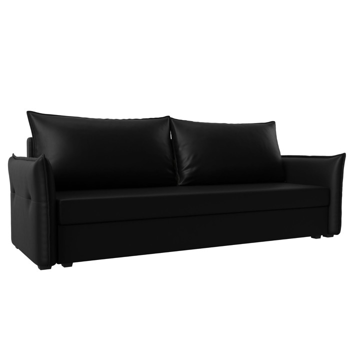 Прямой диван «Лига 004», механизм еврокнижка, экокожа, цвет чёрный прямой диван лига 009 механизм еврокнижка экокожа цвет чёрный