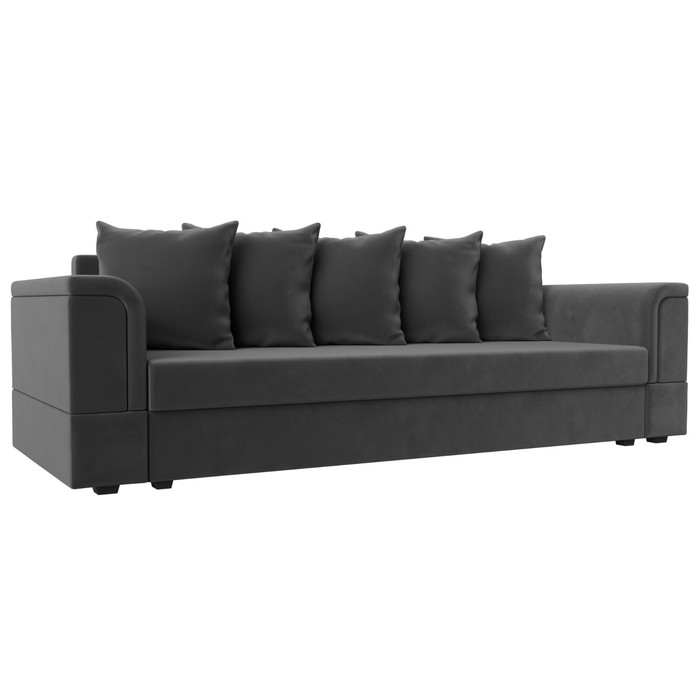 Прямой диван «Лига 005», механизм еврокнижка, велюр, цвет серый