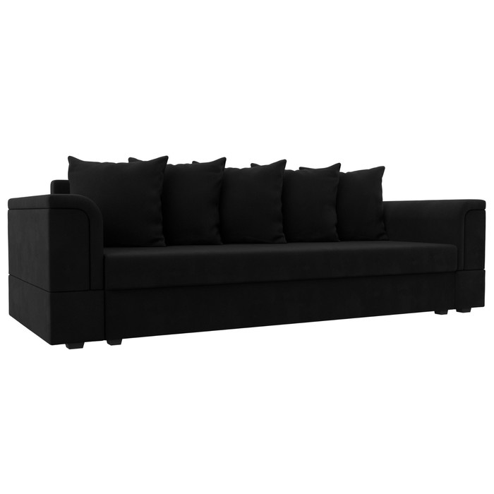 Прямой диван «Лига 005», механизм еврокнижка, микровельвет, цвет чёрный