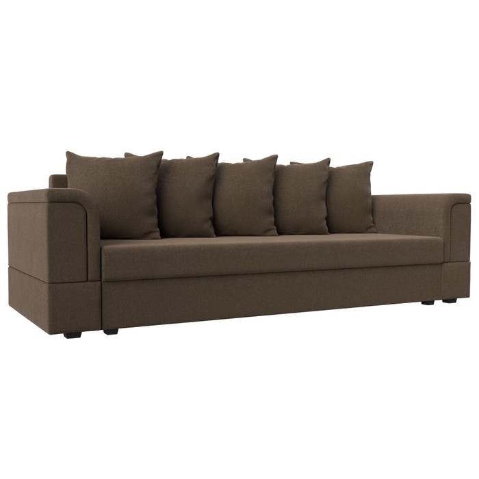 Прямой диван «Лига 005», механизм еврокнижка, рогожка, цвет коричневый