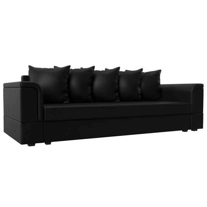 Прямой диван «Лига 005», механизм еврокнижка, экокожа, цвет чёрный