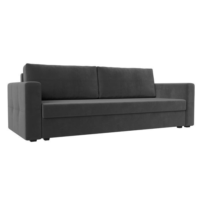 Прямой диван «Лига 006», механизм еврокнижка, велюр, цвет серый