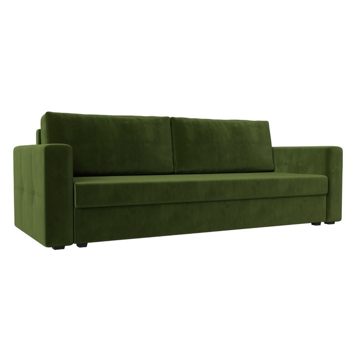 Прямой диван «Лига 006», механизм еврокнижка, микровельвет, цвет зелёный