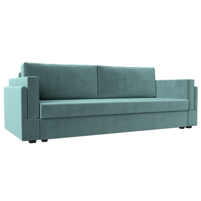 Прямой диван «Лига 007», механизм еврокнижка, велюр, цвет бирюзовый