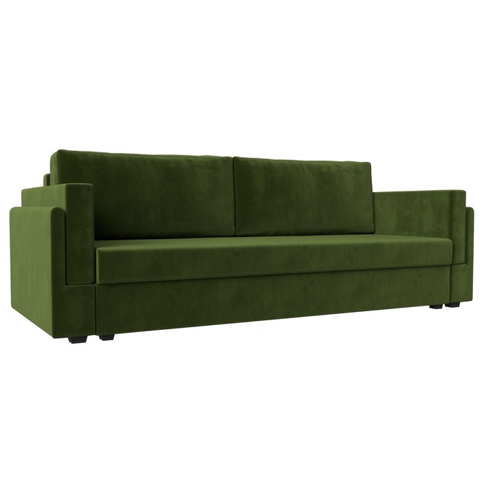 Прямой диван «Лига 007», механизм еврокнижка, микровельвет, цвет зелёный