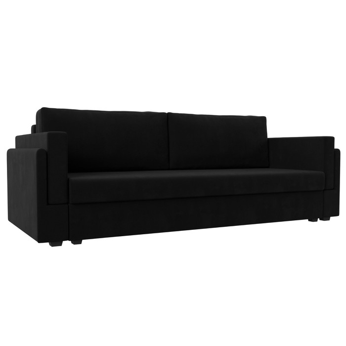 Прямой диван «Лига 007», механизм еврокнижка, микровельвет, цвет чёрный