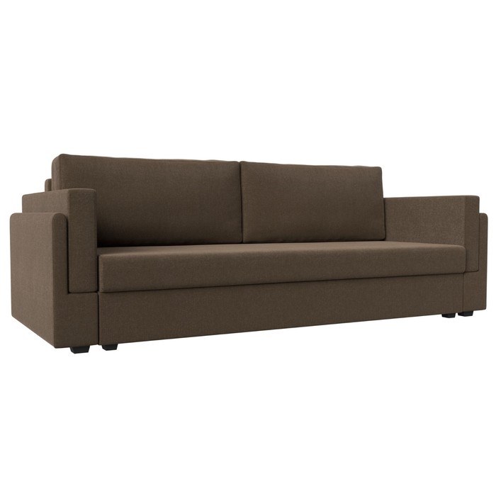 Прямой диван «Лига 007», механизм еврокнижка, рогожка, цвет коричневый