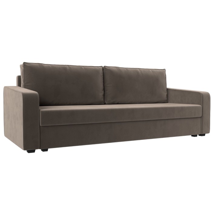 Прямой диван «Лига 009», механизм еврокнижка, велюр, цвет коричневый