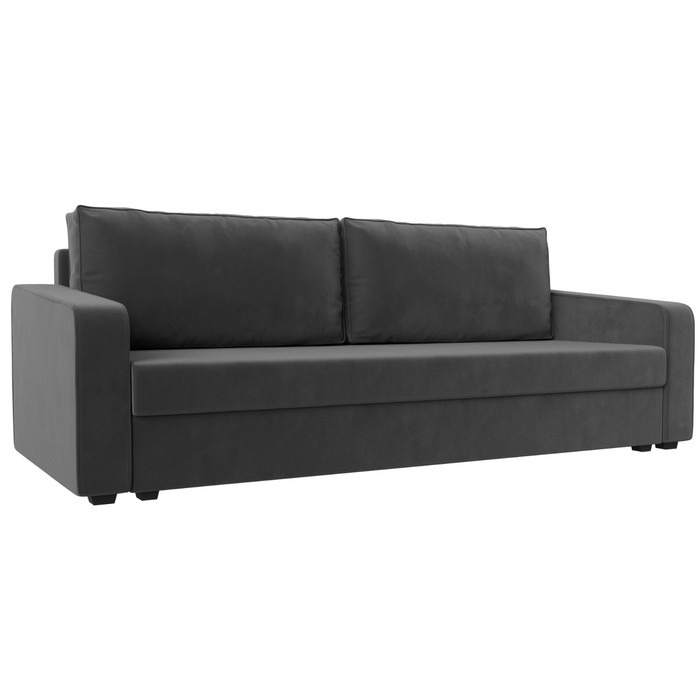 Прямой диван «Лига 009», механизм еврокнижка, велюр, цвет серый
