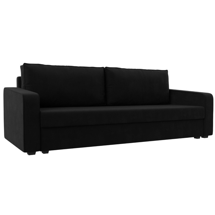 Прямой диван «Лига 009», механизм еврокнижка, микровельвет, цвет чёрный прямой диван лига 001 механизм еврокнижка микровельвет цвет чёрный