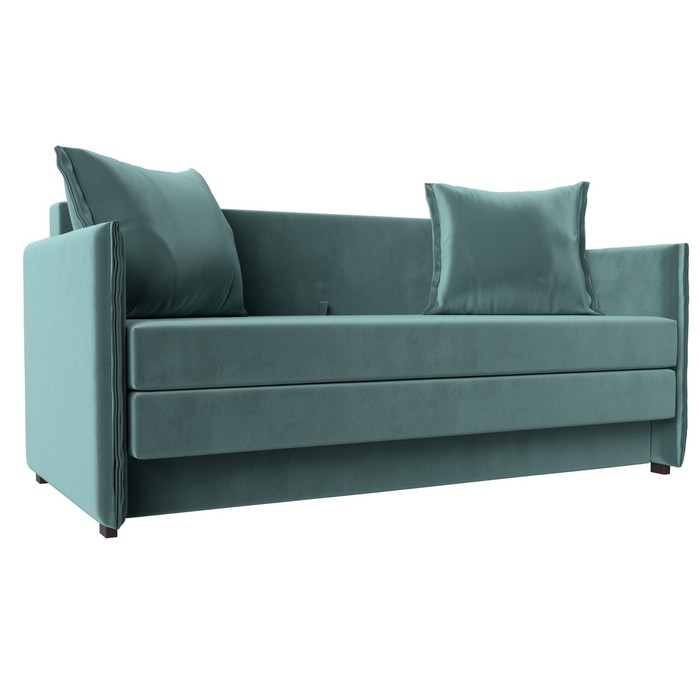 Прямой диван «Лига 011», механизм раскладной, велюр, цвет бирюзовый