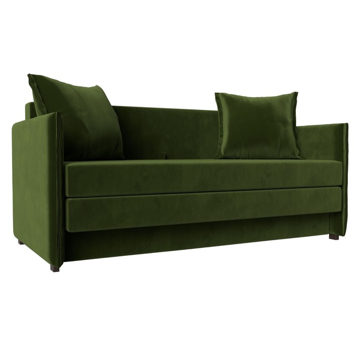 Прямой диван «Лига 011», механизм раскладной, микровельвет, цвет зелёный