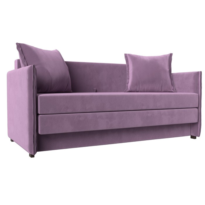 Прямой диван «Лига 011», механизм раскладной, микровельвет, цвет сиреневый