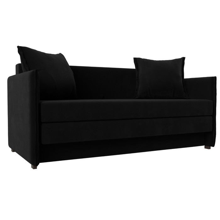 Прямой диван «Лига 011», механизм раскладной, микровельвет, цвет чёрный