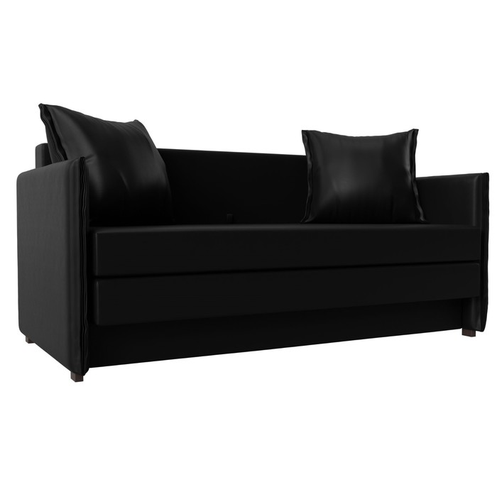 Прямой диван «Лига 011», механизм раскладной, экокожа, цвет чёрный