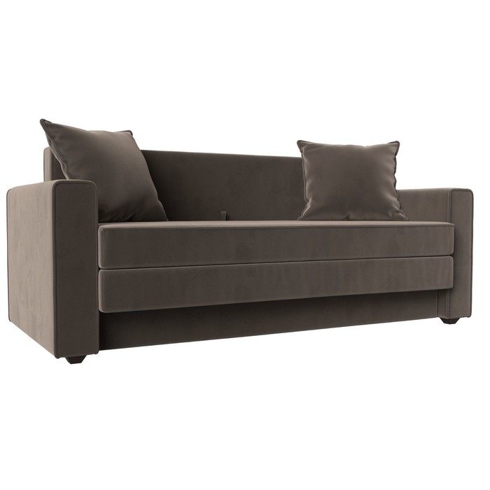 Прямой диван «Лига 012», механизм раскладной, велюр, цвет коричневый
